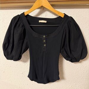 Ulla Johnson Janette Black Puff Sleeve Blouse size P